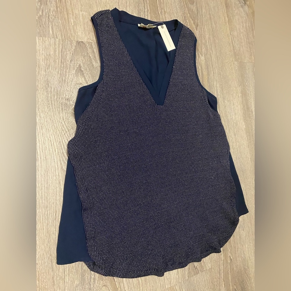 NWT Anthropologie Deletta Navy Silver Glitter Layered Tank Top XXS - Picture 5 of 9